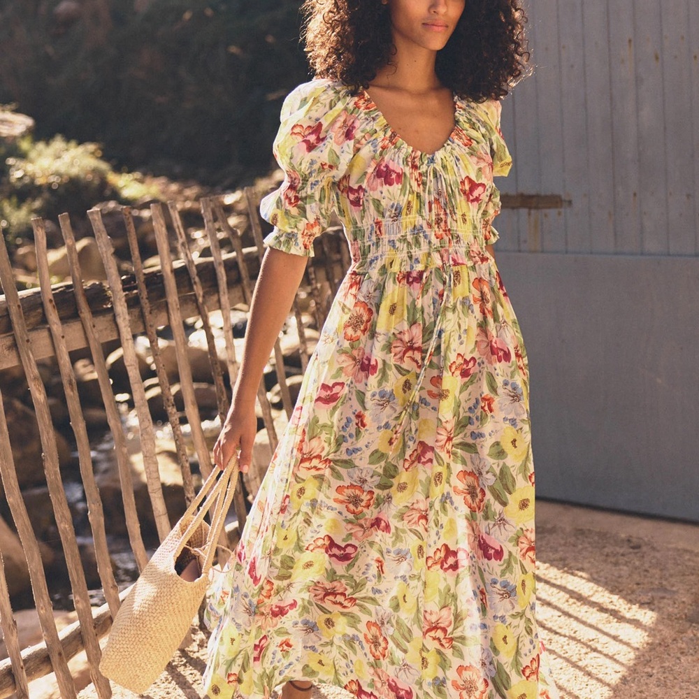 Doen Ischia Dress in Blanc Anemone Bloom